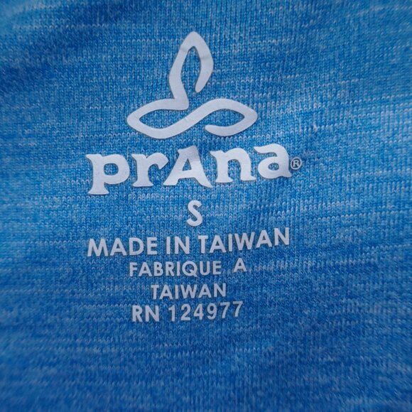 Prana Womens Cropped Athletic Legging‎ Small Blue Hem Cutout Workout Yoga - Picture 3 of 15